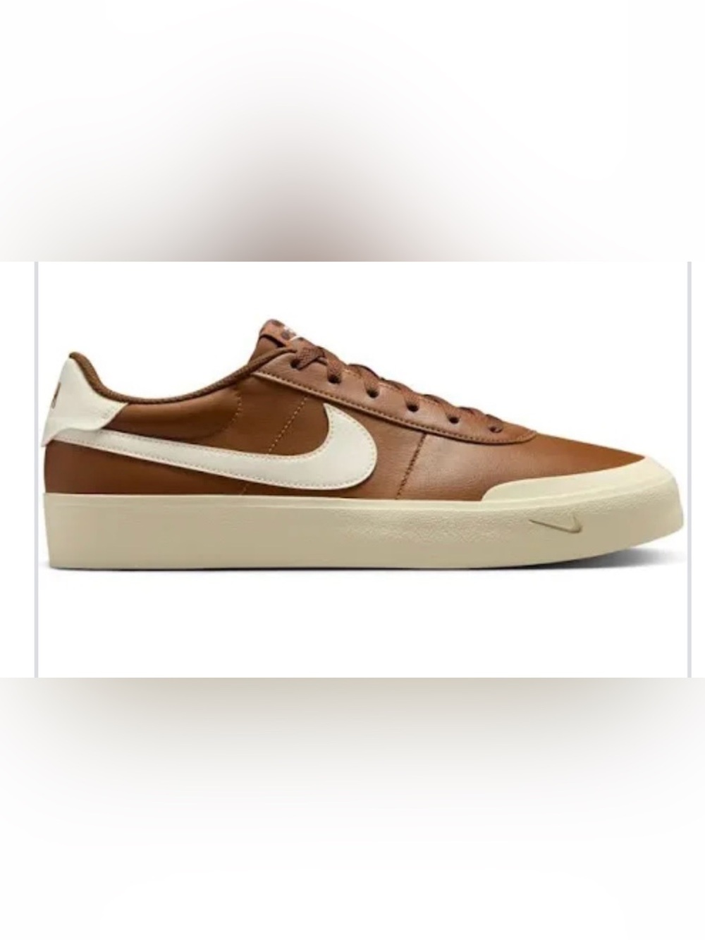 Nike Court Shot Brown Leather Low-Top Sneakers size 9 with Cream Swoosh-NWT
